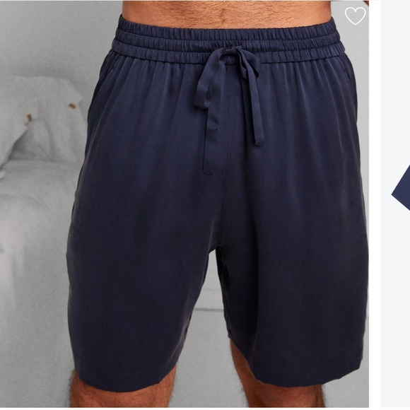 LUNYA BNWT Washable Men's Silk Short Set in Deep Blue Size M - Picture 5 of 8